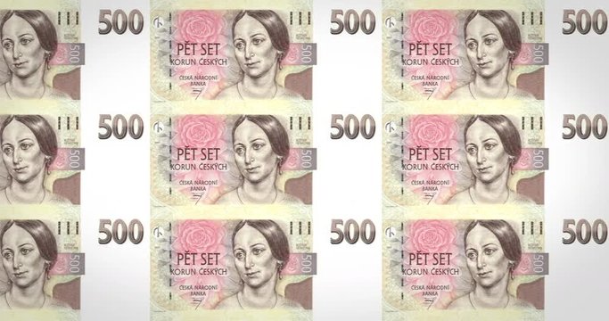 Banknotes of five hundred czech korunas of Czech Republic, cash money, loop