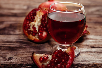 Close shot of glass with pomegranate juice