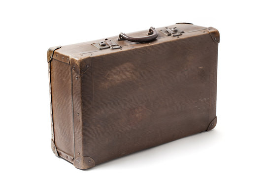 Old Antiquated Suitcase On White