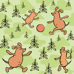 Children's seamless pattern in cartoon style with cute dogs. Father’s day vector background.