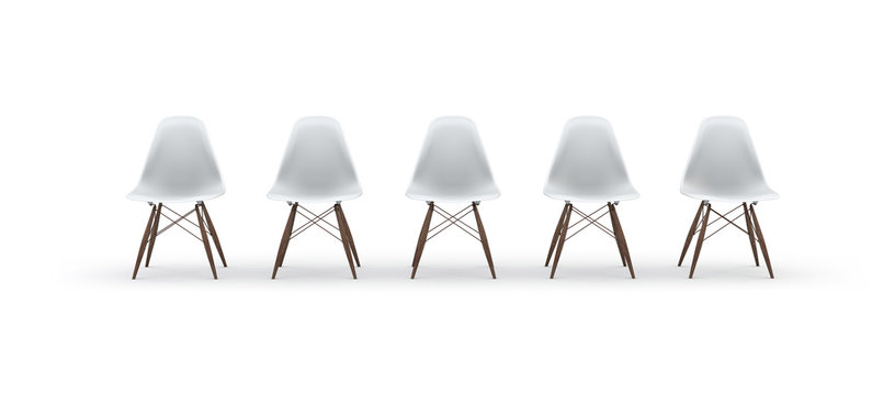 vier Stühle in einer Reihe - Konzept Publikum, Gleichheit, Anonymität