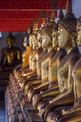 Row of Buddha Statues in Thailand