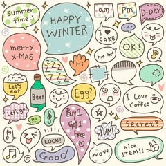 Set of Hand Drawn Speech and Thought Bubbles Doodle