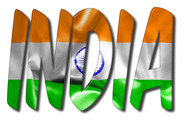 India Word With Flag Texture