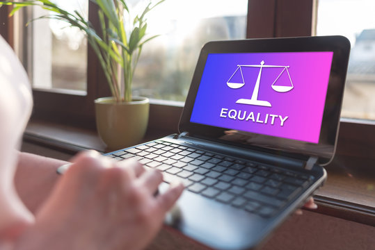 Equality concept on a laptop screen