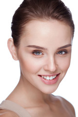 Obraz premium Beauty Face. Attractive Young Female Model On White Background