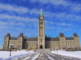 Ottawa parliament in winter time