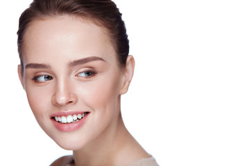 Obraz premium Beauty Face. Attractive Young Female Model On White Background