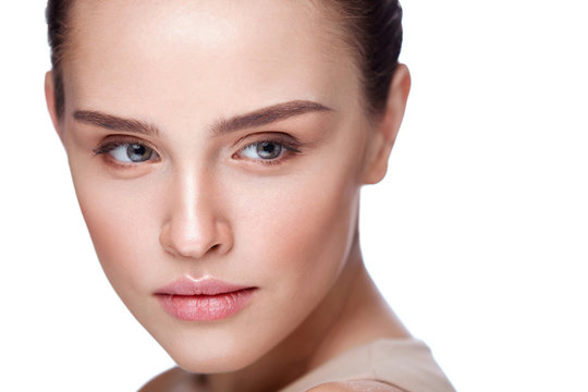 Beauty. Young Female Model With Soft Skin And Natural Makeup