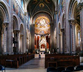 Fototapeta na wymiar panorama of the interior of Saints Cyril and Methodius Church in Prague