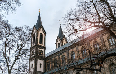 panorama with Church of Saints Cyril and Methodius in Prague