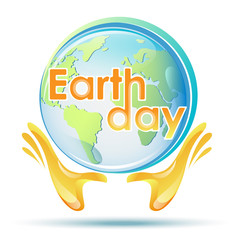 Fototapeta na wymiar Earth Day vector illustration. Human hands with Planet Earth