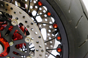 part of the motorcycle rear wheel with brake disc