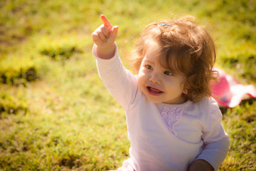 Portrait of baby girl in park