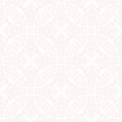 Seamless classic light pink pattern. Traditional orient ornament with pink outlines