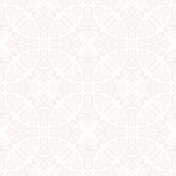 Seamless classic light pink pattern. Traditional orient ornament with pink outlines