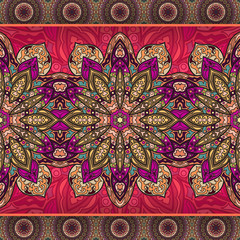 Ornate floral seamless texture, endless pattern with vintage mandala elements.
