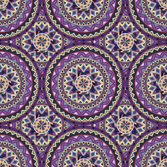 Ornate floral seamless texture, endless pattern with vintage mandala elements.