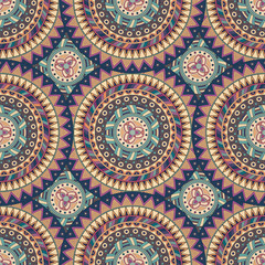 Ornate floral seamless texture, endless pattern with vintage mandala elements.
