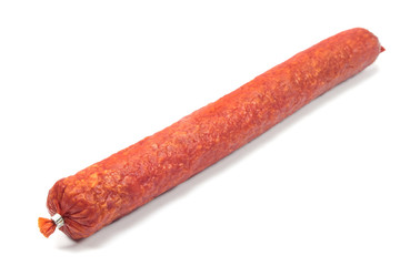 Smoked sausage isolated on a white background
