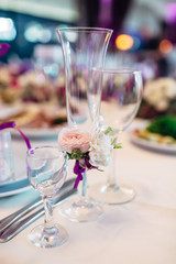 The flowers are on the glass