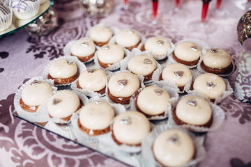 The muffins standing on the buffet table