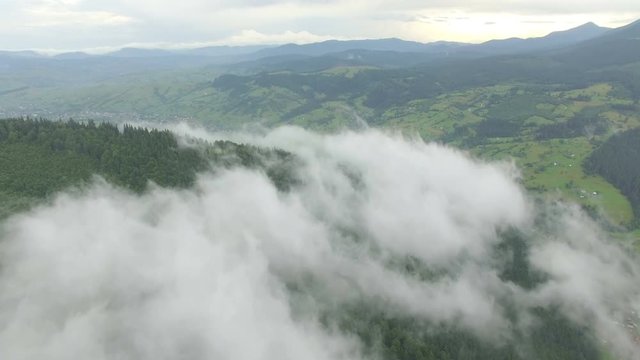 Aerial View Above The Clouds In The Mountains