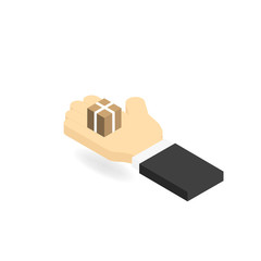 Man's hand and a box. The concept of the delivery of goods. Vector illustration .