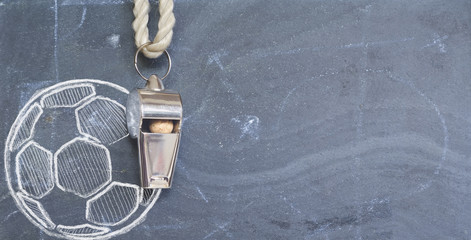 whistle of a soccer / football referee, free copy space