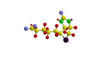 Molecular structure of biotin (vitamin B7), 3D rendering