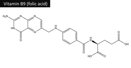 Molecular structure of folic acid (vitamin B9)