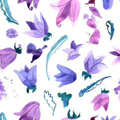 Hand painted watercolor seamless pattern with bells