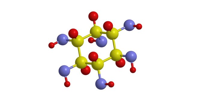 Molecular structure of inositol (vitamin B8), 3D rendering
