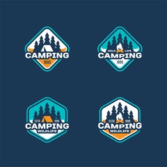 Set of labels on the themes of wildlife, adventure and camping. Vector illustration.