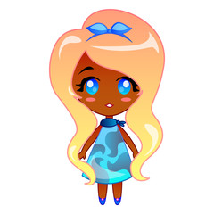little anime girl vector illustration