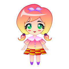 little anime girl vector illustration