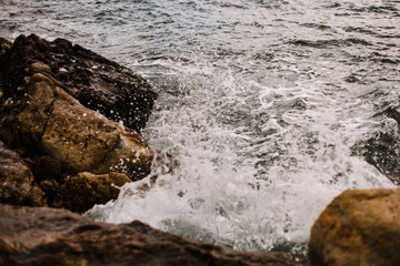 Waves hitting the rocks,Mykonos island