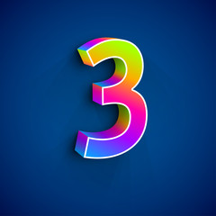 Fototapeta premium Vector 3d Number Three
