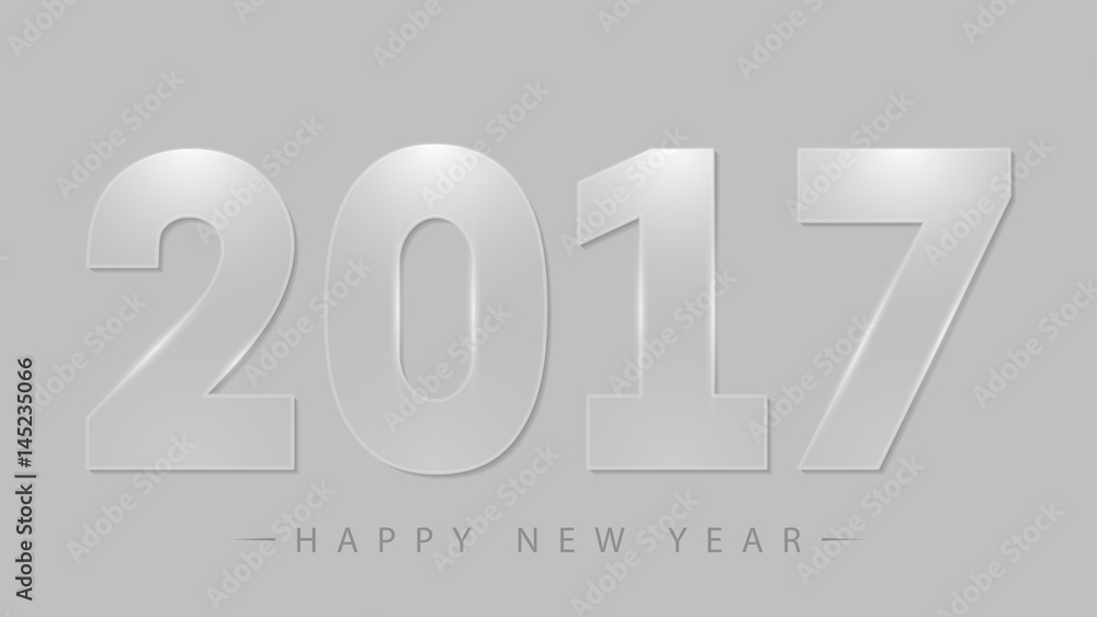 Poster 2017 happy new year on gray background. vector illustration. eps10