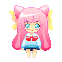little anime girl vector illustration