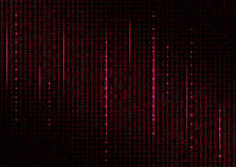 Binary code black and red background.