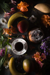 Still life of summer tea party vertical