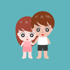 Couple holding hand in casual dress, flat design character