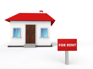 3d rendering of a house with for sale sign board