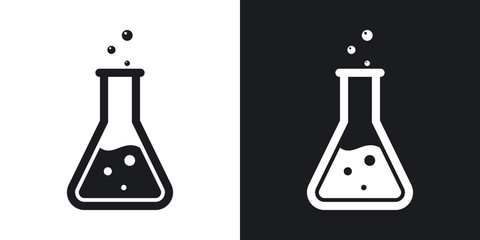 Fototapeta Vector lab flask icon. Two-tone version on black and white background obraz