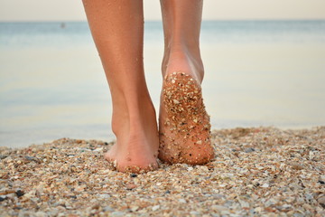 walk, foot, sand, feet, water, sea, legs, summer, bare,foot, woman, leg, body, walking, relaxation,...