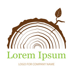 cross section of the trunk with tree rings. Wood sign icon. Tree growth rings. flat icon. Vector illustration. Logo.
