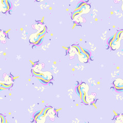 Obraz premium Seamless background with a unicorn. Pattern. Vector illustration.