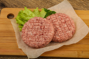 Raw burger cutlet