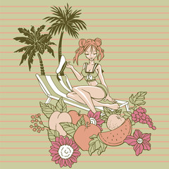 Sailor girl on a deck chair